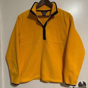 L.L. Bean Polartec Fleece Pullover Yellow Navy Snap Men’s Small Vintage Y2K